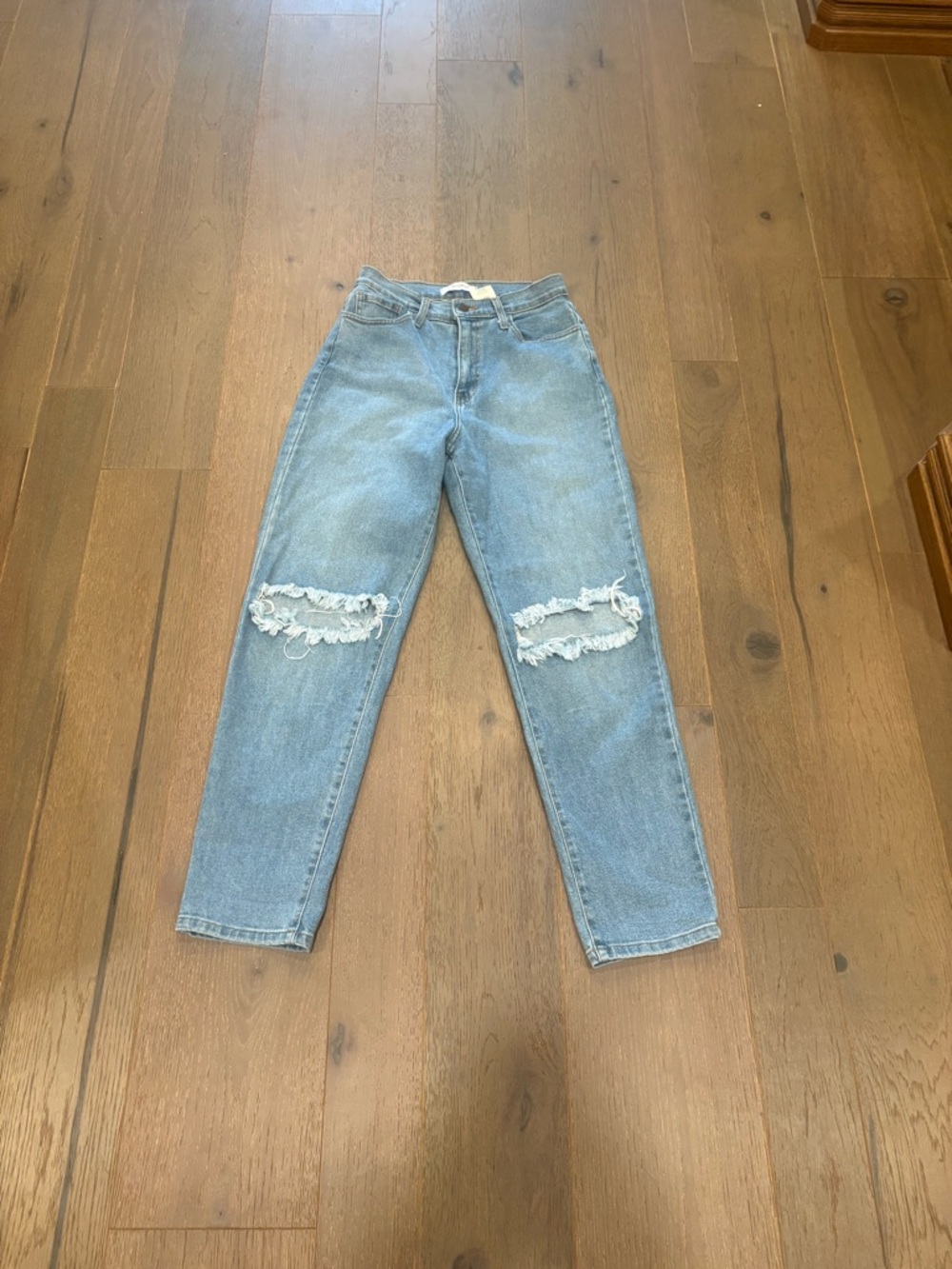Vibrant M.I.U. $75 High Rise Distressed Straight Leg Jeans Sz 4/27 made in USA - Picture 3 of 10
